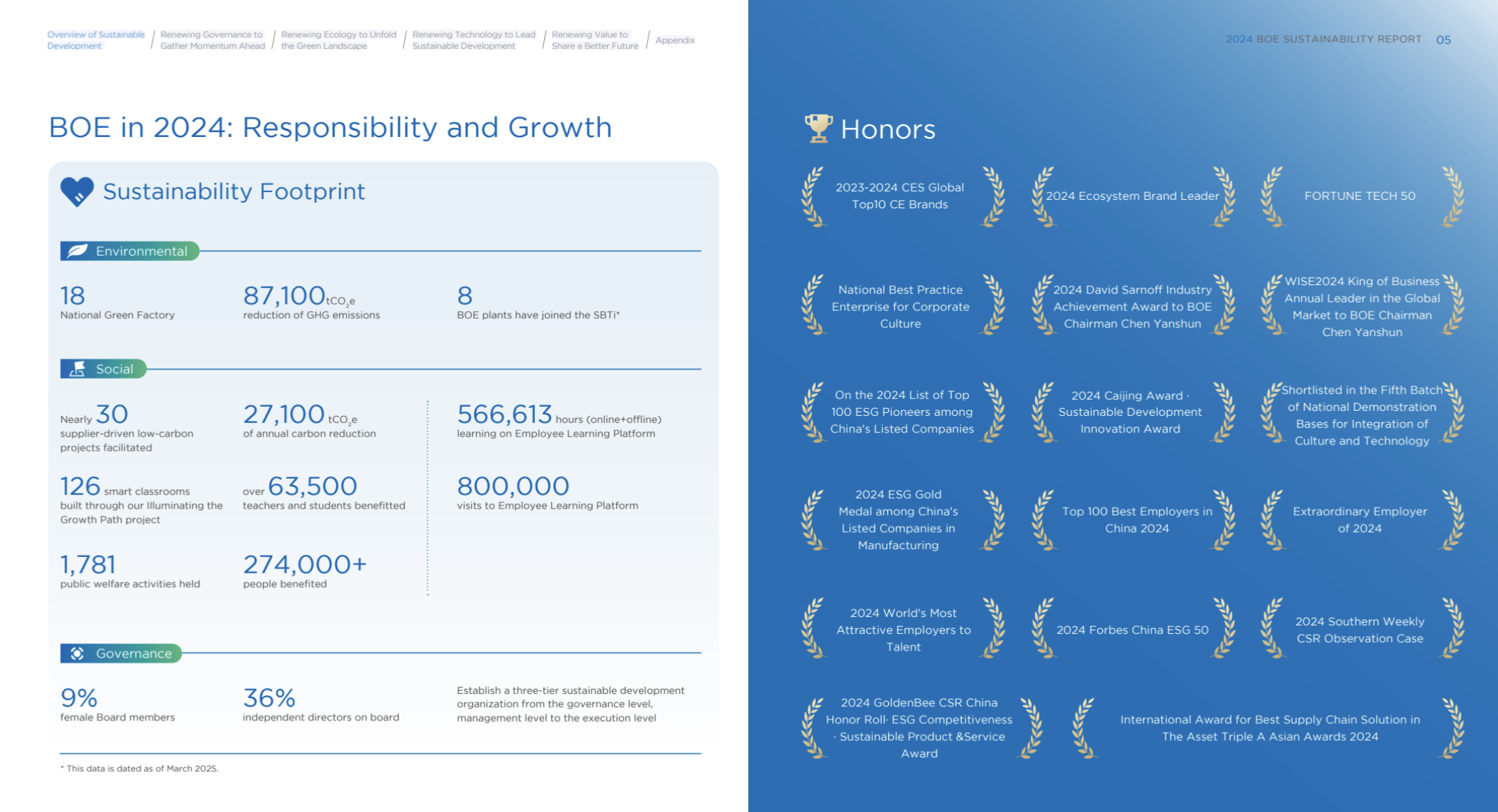 Major Achievements of boe ESG in 2024